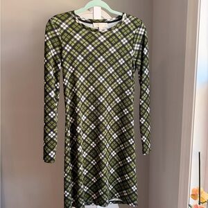 Michael Kors Olive Green Plaid Knit Top